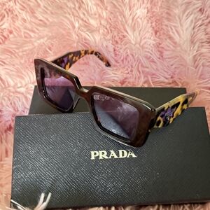 Prada Women's Black and Tortoise Square Sunglasses
